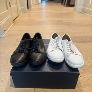 Black and White Leather Men's Shoes